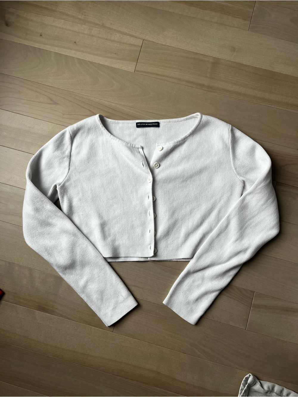 Brandy Melville Cream Cropped Button Front Cardigan